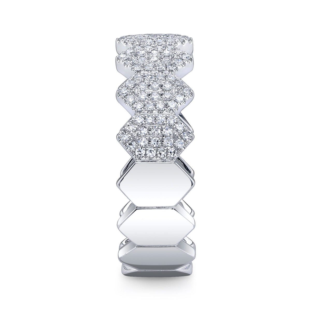 0.35CT 14K W/G DIAMOND PAVE HEXAGON RING