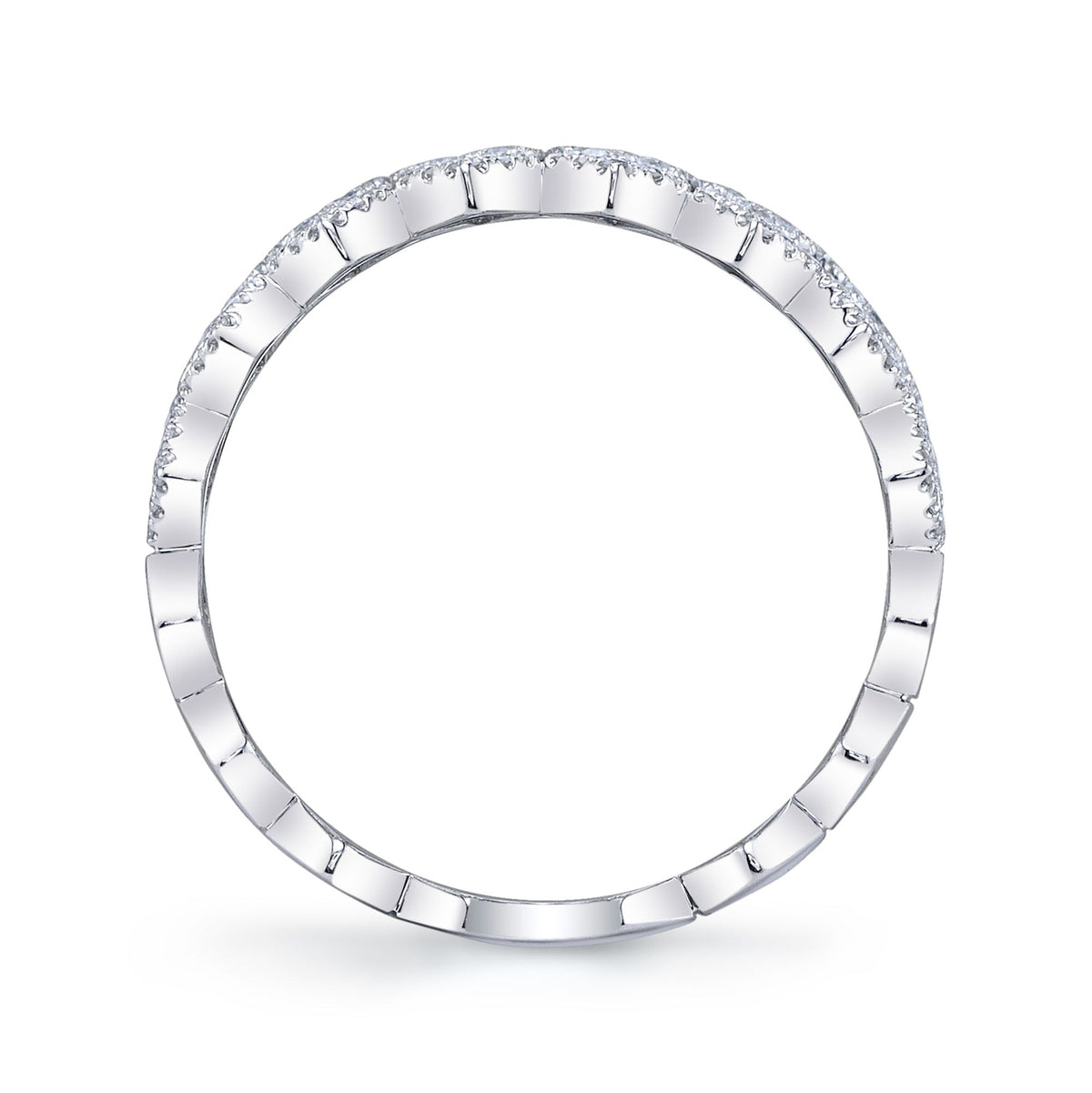 0.35CT 14K W/G DIAMOND PAVE HEXAGON RING