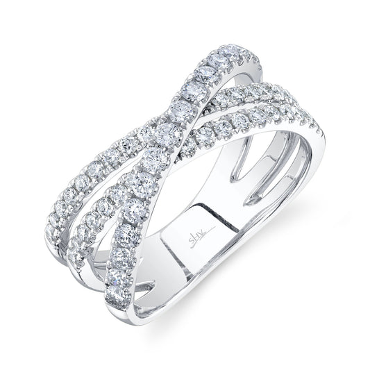 14K White Gold Diamond Crossover Ring