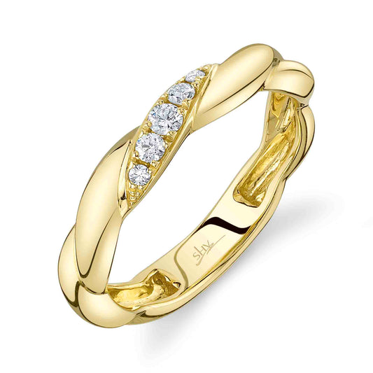 14K Yellow Gold Diamond Twist Ring