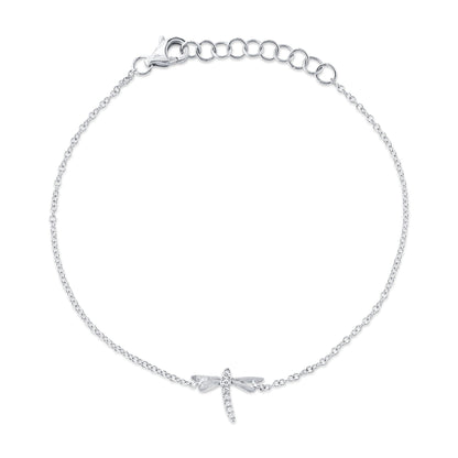 0.03CT 14K W/G DIAMOND DRAGONFLY MATTE BRACELET