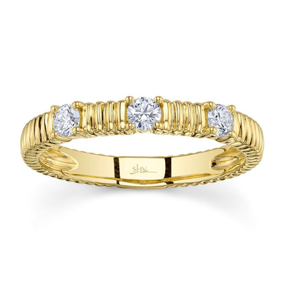 0.24CT 14K Y/G DIAMOND RIBBED BAND