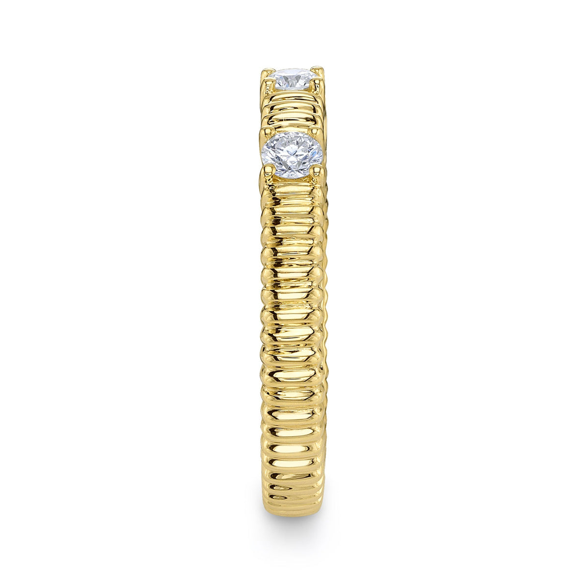 0.24CT 14K Y/G DIAMOND RIBBED BAND