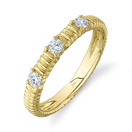 0.24CT 14K Y/G DIAMOND RIBBED BAND SZ 6