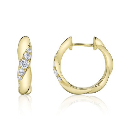 0.23CT 14K Y/G DIAMOND TWISTED HUGGIE EARRING