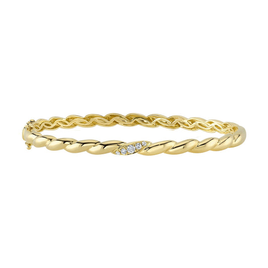 0.13CT 14K Y/G DIAMOND TWISTED BANGLE