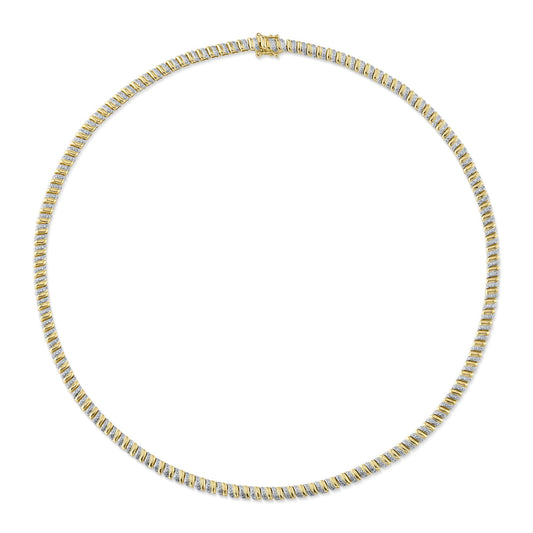 1.41CT 14K Y/G DIAMOND RIBBED NECKLACE