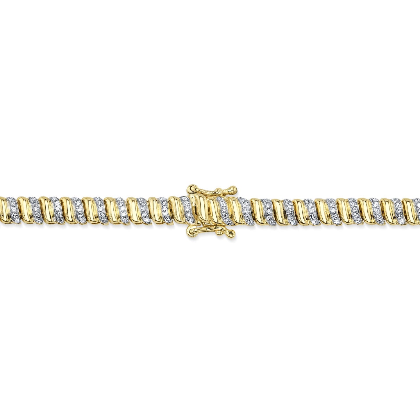 1.41CT 14K Y/G DIAMOND RIBBED NECKLACE