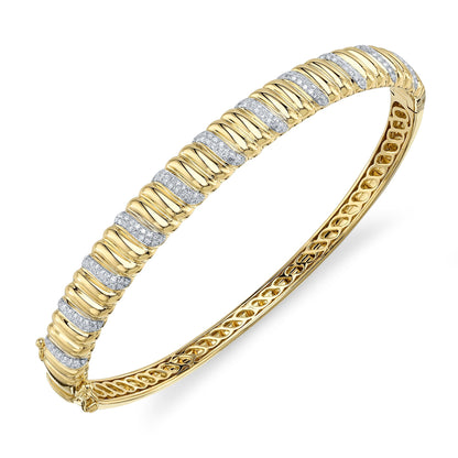 0.46CT 14K Y/G DIAMOND RIBBED BANGLE