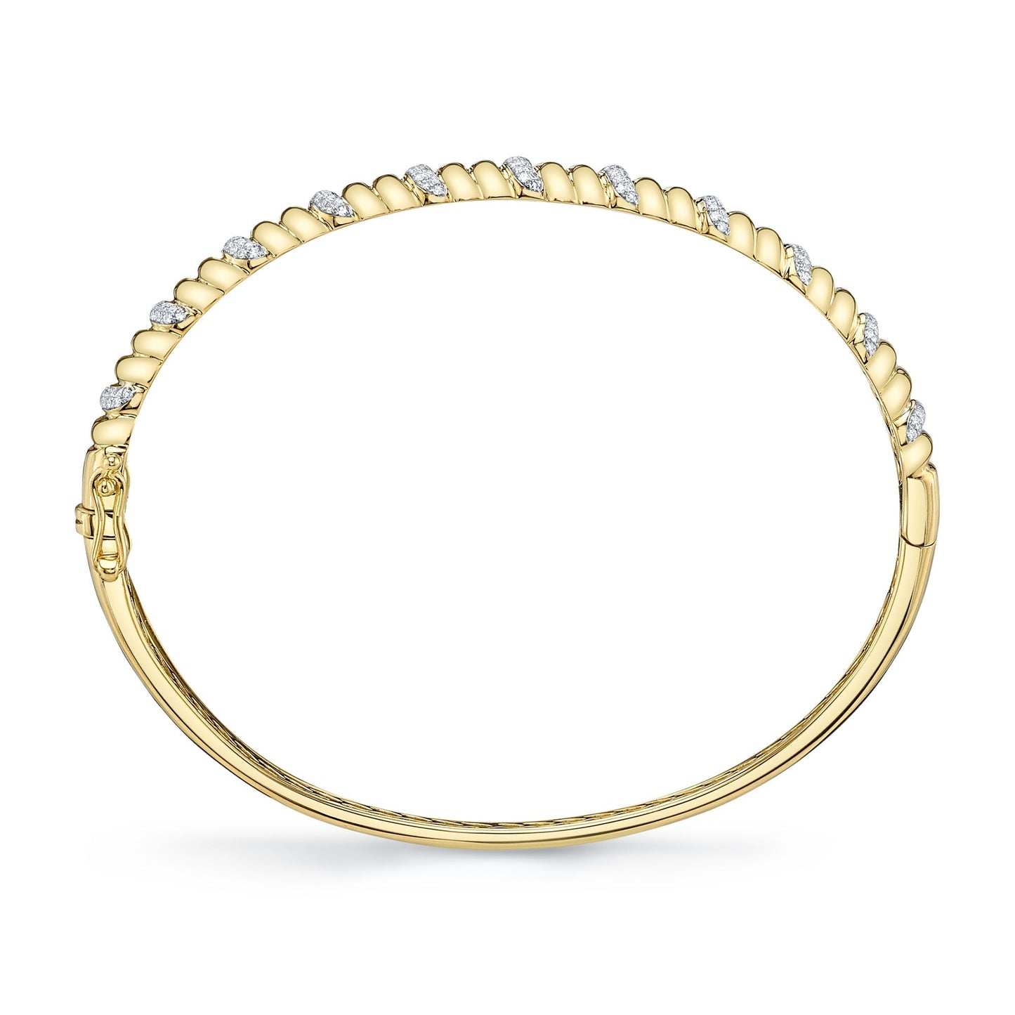 0.46CT 14K Y/G DIAMOND RIBBED BANGLE