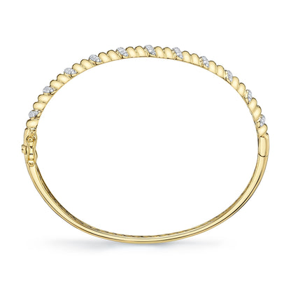 0.46CT 14K Y/G DIAMOND RIBBED BANGLE