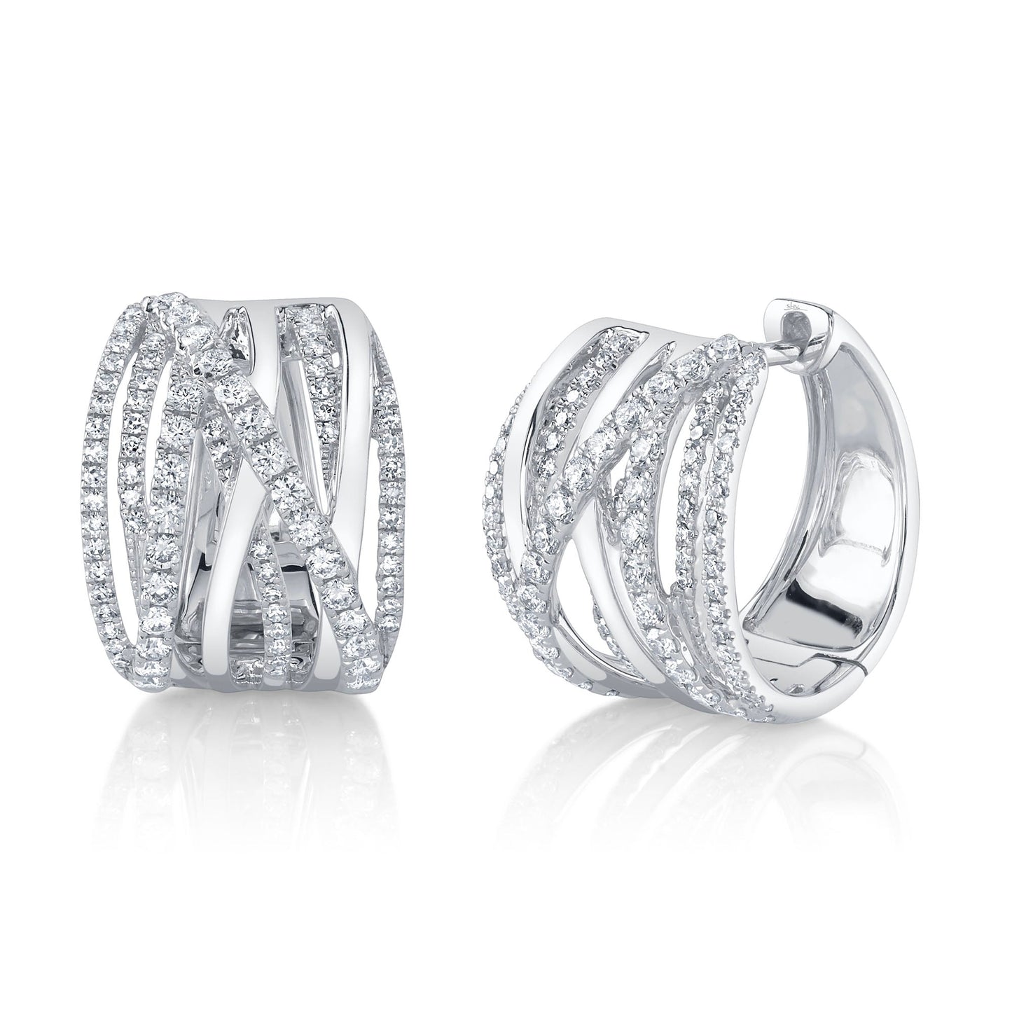 0.83CT 14K W/G DIAMOND BRIDGE HOOP EARRING