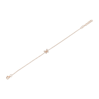 0.08CT 14K R/G DIAMOND BUTTERFLY BRACELET
