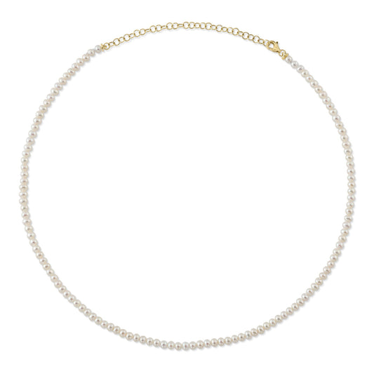 14K Y/G CULTURED PEARL TENNIS NECKLACE