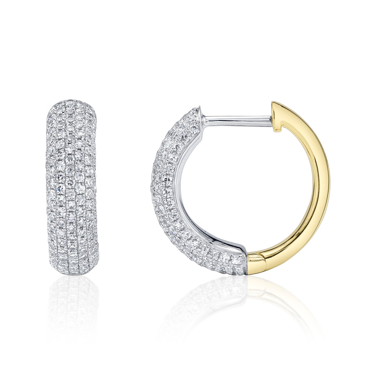 0.58CT 14K2T W/Y DIAMOND PAVE HUGGIE EARRING