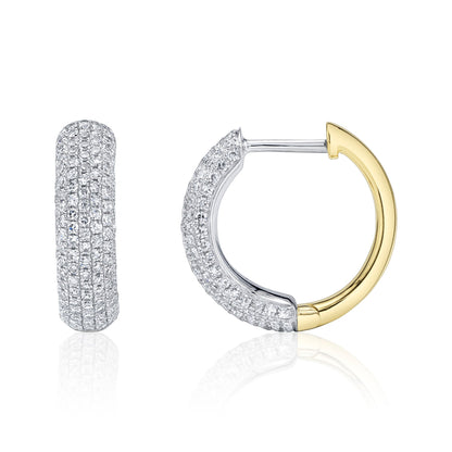 0.58CT 14K2T W/Y DIAMOND PAVE HUGGIE EARRING