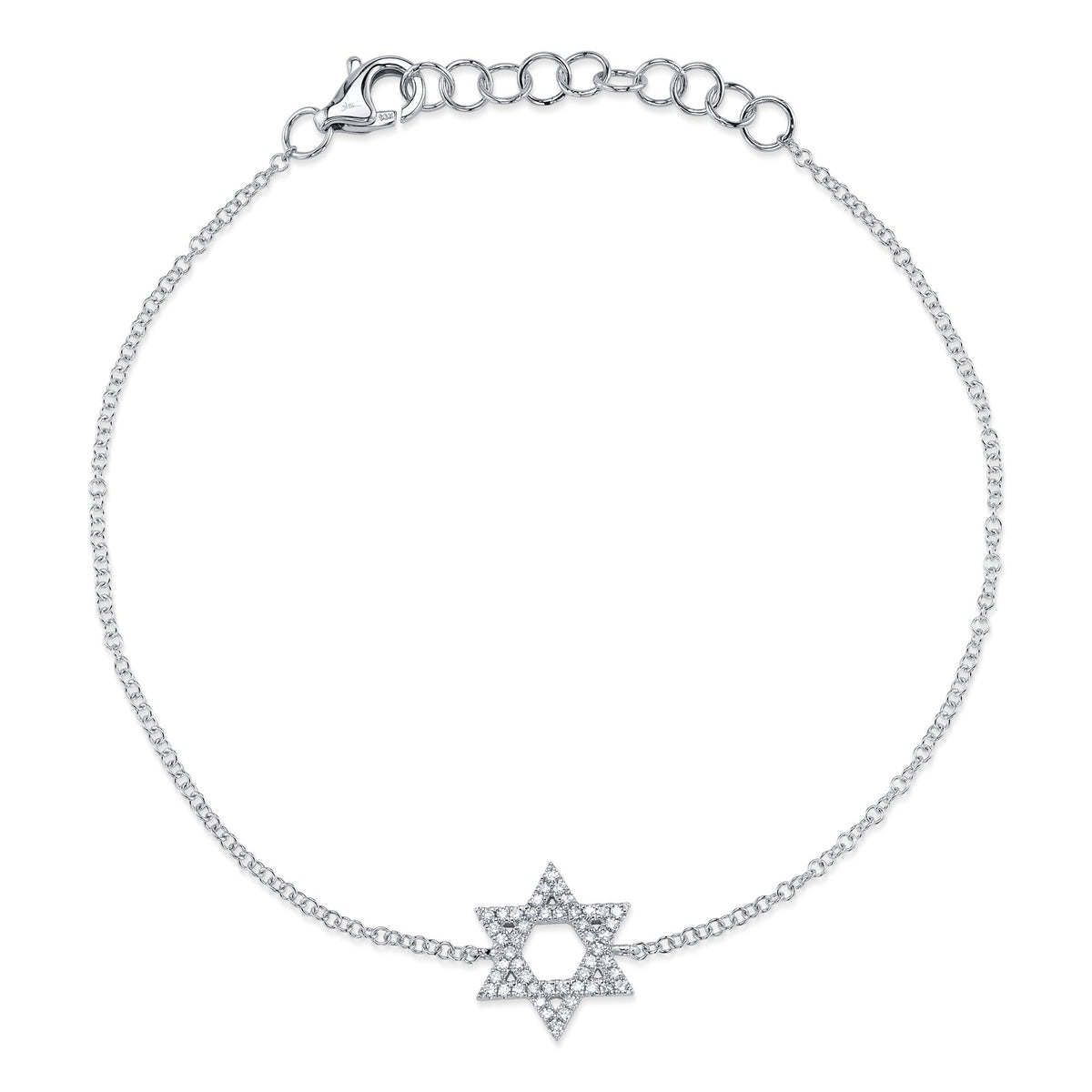 0.11CT 14K W/G DIAMOND STAR OF DAVID BRACELET
