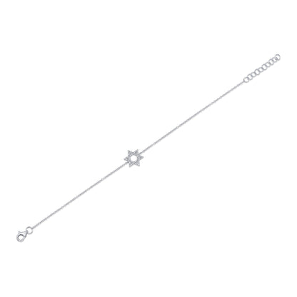 0.11CT 14K W/G DIAMOND STAR OF DAVID BRACELET