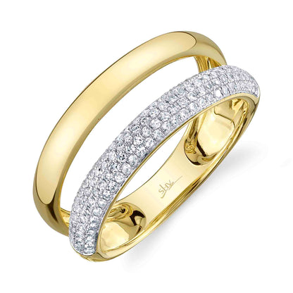 0.32CT 14K Y/G DIAMOND PAVE RING