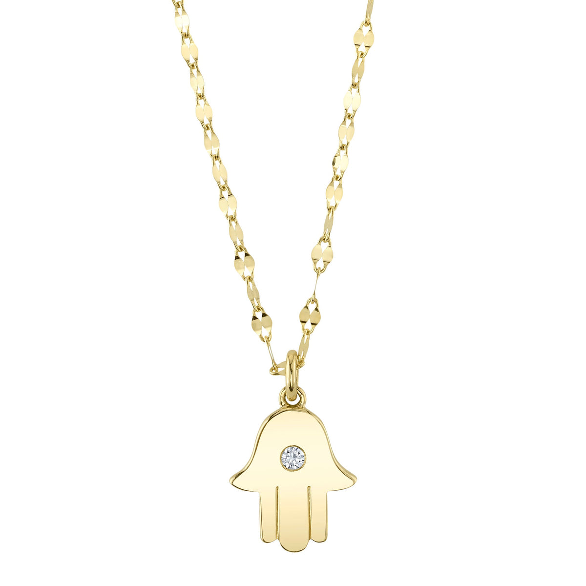 0.03CT 14K Y/G DIAMOND HAMSA SPARKLE CHAIN NECKLACE