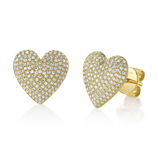 0.62CT 14K Y/G DIAMOND PAVE HEART STUD EARRING