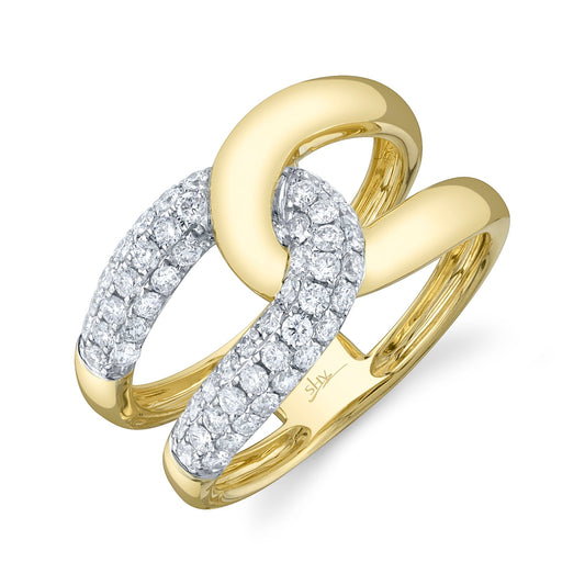 14K Yellow Gold Interlocking Link Ring