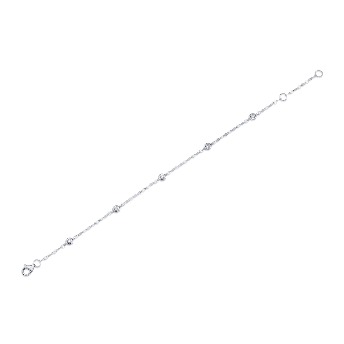 0.10CT 14K W/G 7" DIAMONDS BY THE YARD SPARKLE CHAIN BRACELET