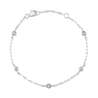 0.10CT 14K W/G 7" DIAMONDS BY THE YARD SPARKLE CHAIN BRACELET