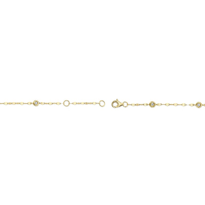 0.10CT 14K Y/G 7" DIAMONDS BY THE YARD SPARKLE CHAIN BRACELET