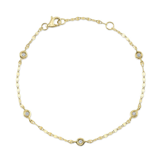 0.10CT 14K Y/G 7" DIAMONDS BY THE YARD SPARKLE CHAIN BRACELET