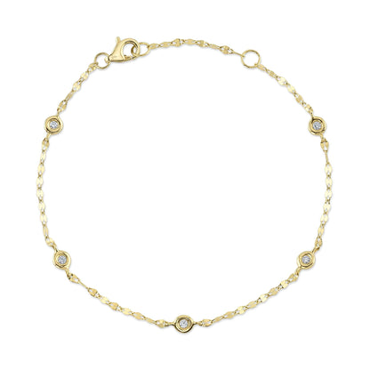 0.10CT 14K Y/G 7" DIAMONDS BY THE YARD SPARKLE CHAIN BRACELET