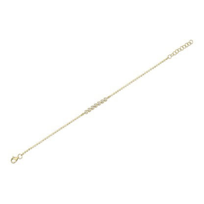 0.15CT 14K Y/G DIAMOND BEZEL FACETED BALL CHAIN BRACELET