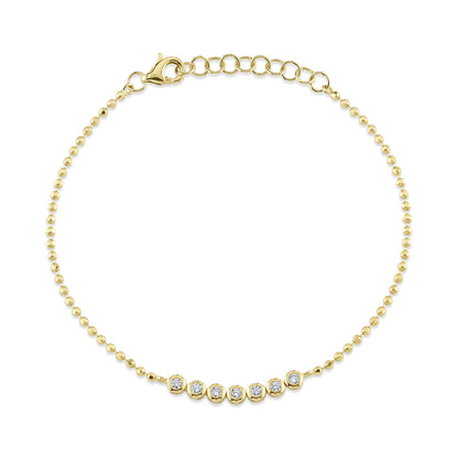 0.15CT 14K Y/G DIAMOND BEZEL FACETED BALL CHAIN BRACELET