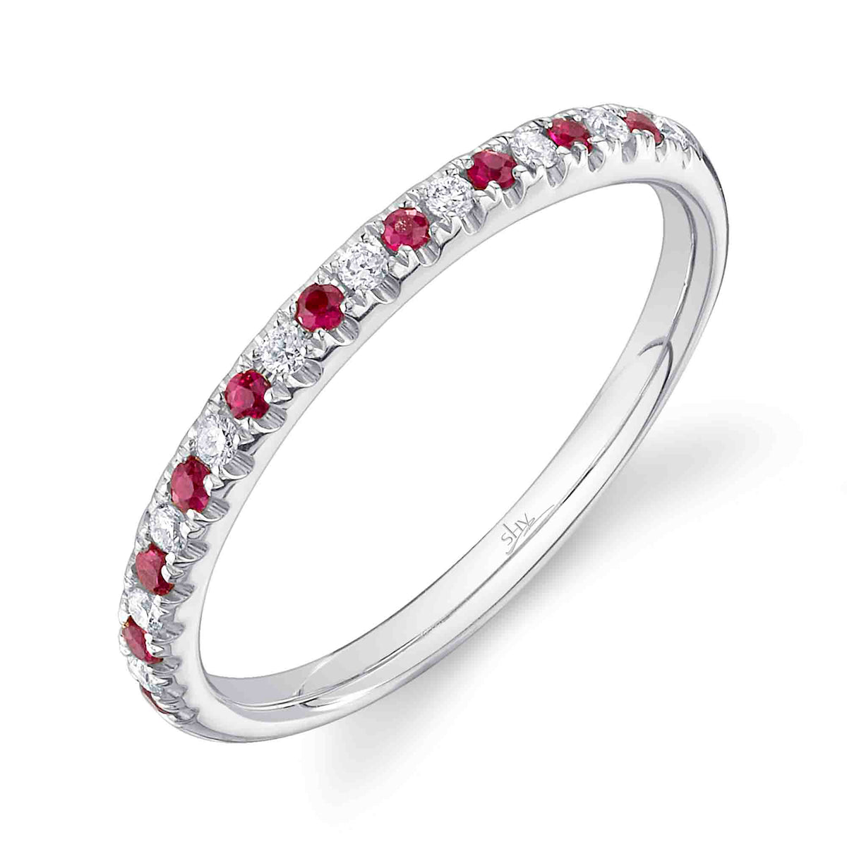 0.10CT DIAMOND & 0.10CT RUBY 14K W/G LADY'S BAND