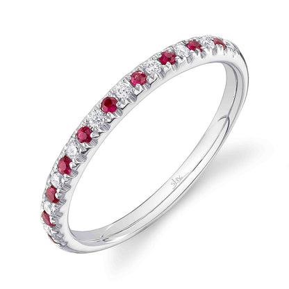 0.10CT DIAMOND & 0.10CT RUBY 14K W/G LADY'S BAND