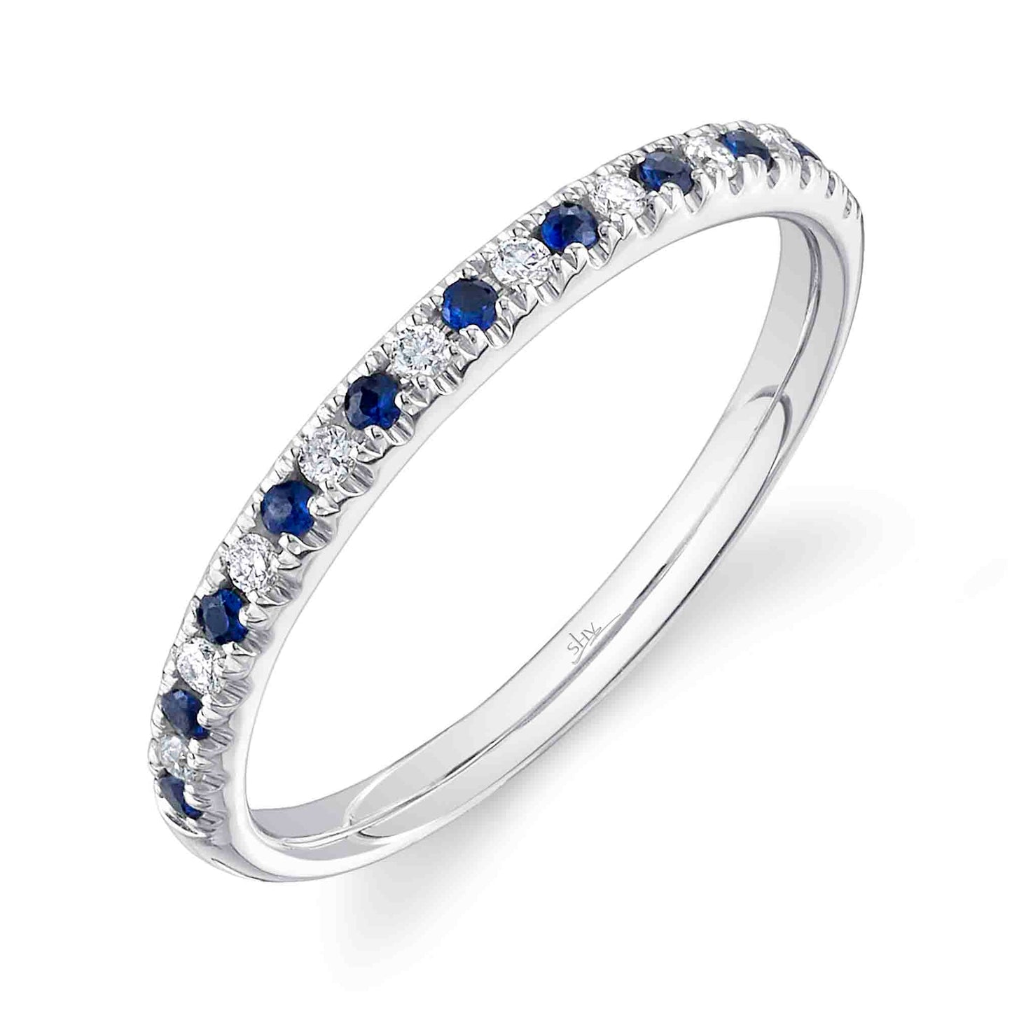 0.10CT DIAMOND & 0.10CT BLUE SAPPHIRE 14K W/G LADY'S BAND