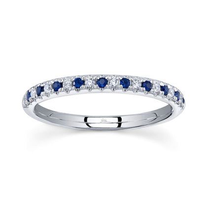 0.10CT DIAMOND & 0.10CT BLUE SAPPHIRE 14K W/G LADY'S BAND