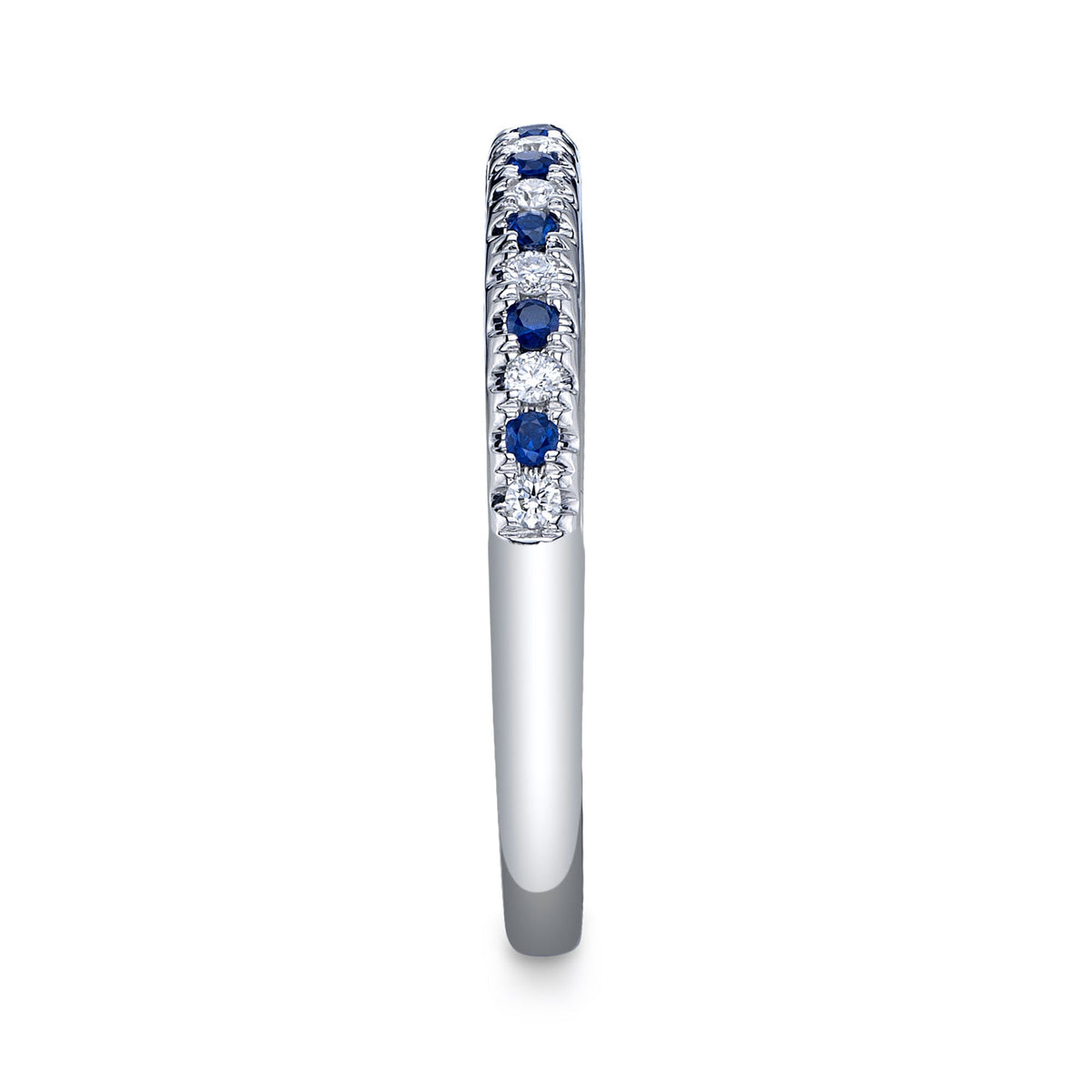 0.10CT DIAMOND & 0.10CT BLUE SAPPHIRE 14K W/G LADY'S BAND