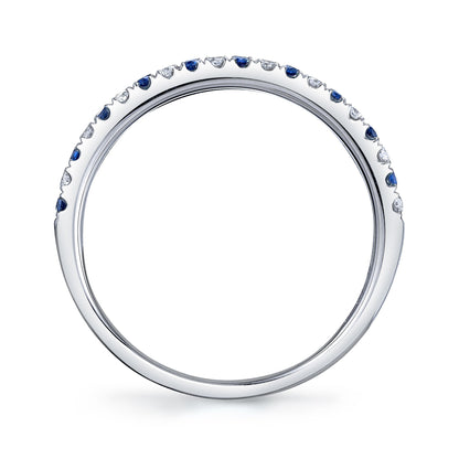 0.10CT DIAMOND & 0.10CT BLUE SAPPHIRE 14K W/G LADY'S BAND