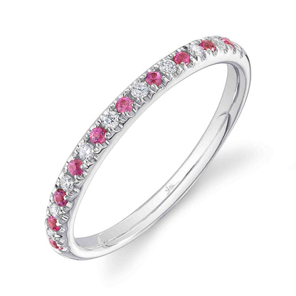 0.10CT DIAMOND & 0.10CT PINK SAPPHIRE 14K W/G LADY'S BAND