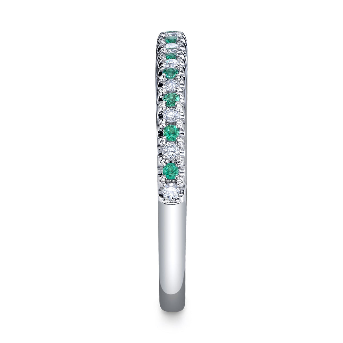 0.10CT DIAMOND & 0.10CT EMERALD 14K W/G LADY'S BAND