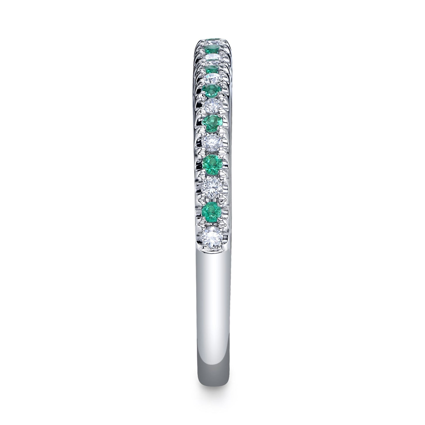 0.10CT DIAMOND & 0.10CT EMERALD 14K W/G LADY'S BAND