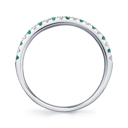 0.10CT DIAMOND & 0.10CT EMERALD 14K W/G LADY'S BAND