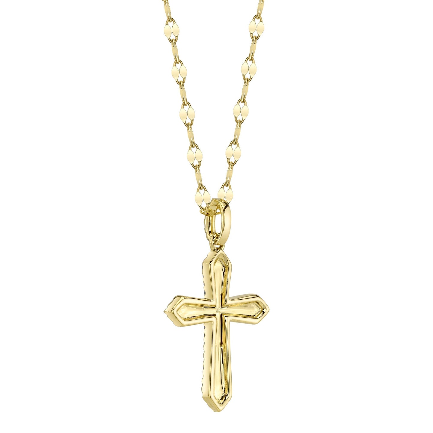 0.17CT 14K Y/G DIAMOND PAVE CROSS SPARKLE CHAIN NECKLACE