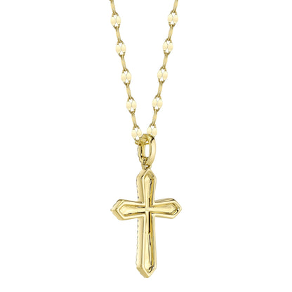 0.17CT 14K Y/G DIAMOND PAVE CROSS SPARKLE CHAIN NECKLACE
