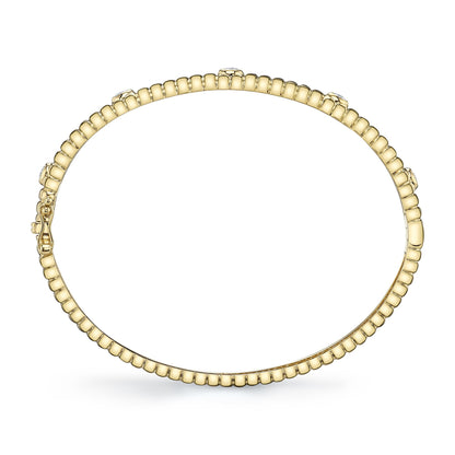 0.33CT 14K Y/G DIAMOND BEZEL RIBBED BANGLE
