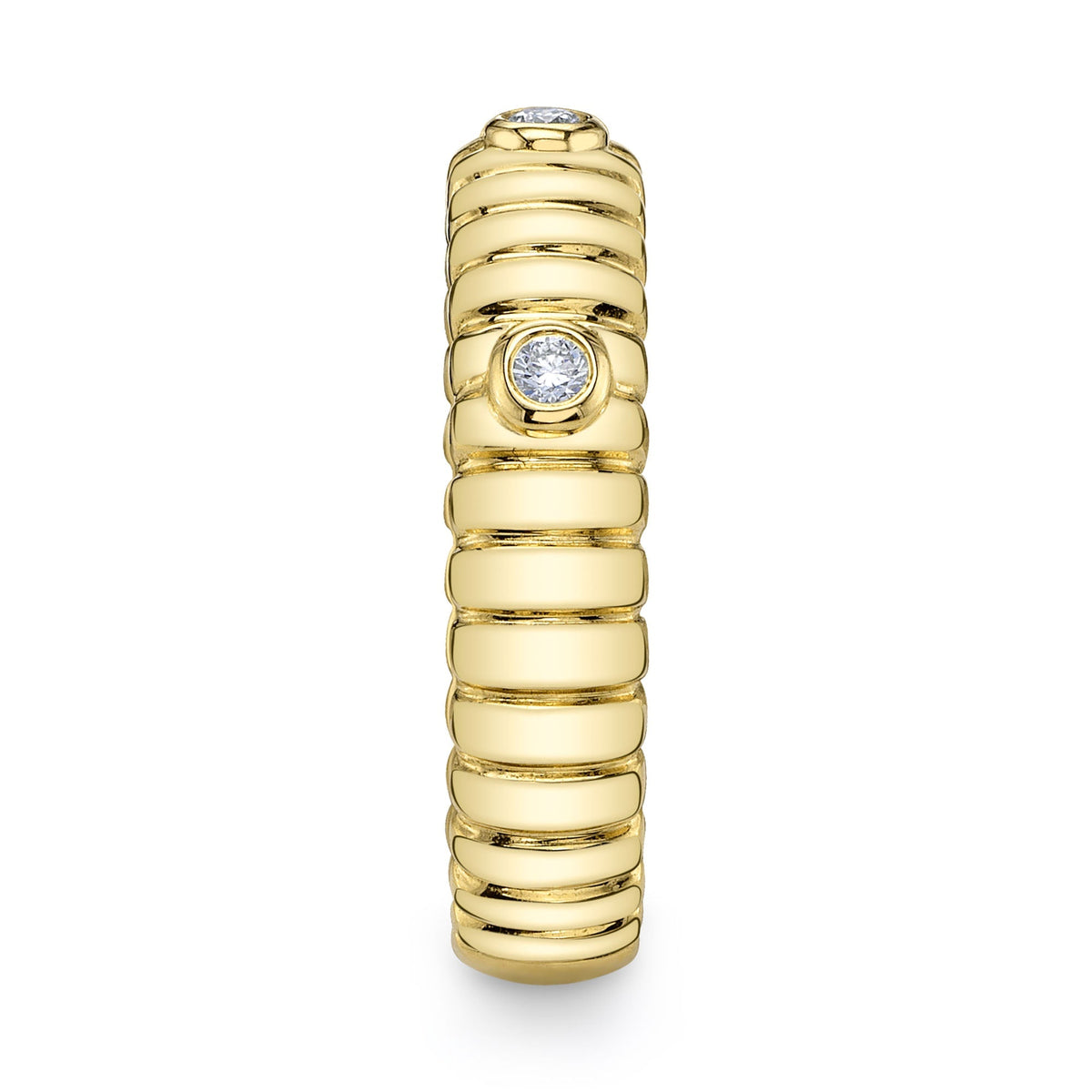 0.08CT 14K Y/G DIAMOND BEZEL RIBBED BAND