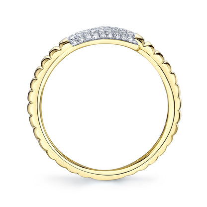 0.22CT 14K Y/G DIAMOND PAVE RIBBED RING