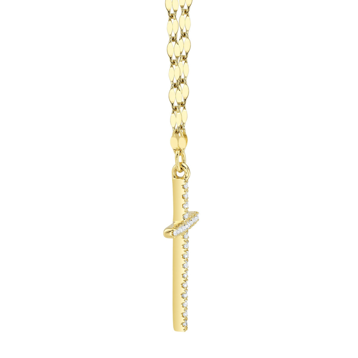 0.06CT 14K Y/G DIAMOND CROSS SPARKLE CHAIN NECKLACE