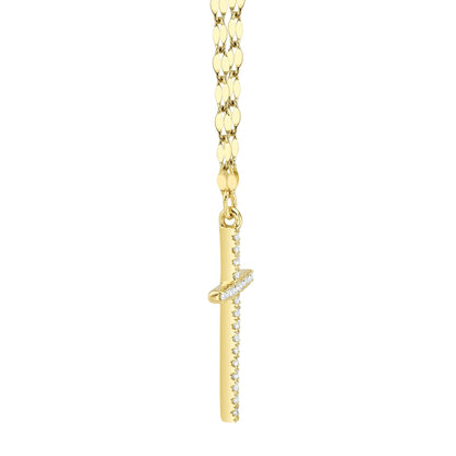 0.06CT 14K Y/G DIAMOND CROSS SPARKLE CHAIN NECKLACE